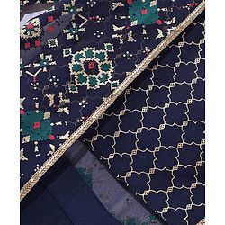 Pine Kids Woven Top & Palazzo set with Floral Printed Full Sleeves Jacket -Blue