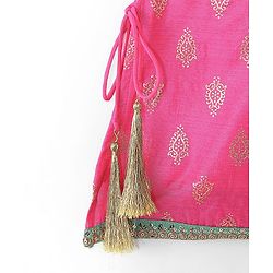 Pine Kids Woven Sleeveless Embroidered Kurti Foil Printed Palazzo & Sequenced Dupatta Set -Pink