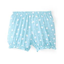 Pine Kids Cotton Lycra Heart Print Bloomers Pack Of 3 - Pink Blue & Green