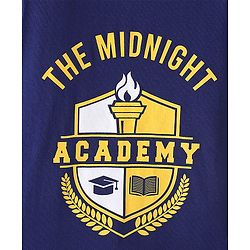 Pine Kids Single Jersey Half Sleeves Night Suit Academy Print - Blue Depth & Old Gold