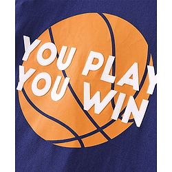 Pine Kids Cotton Half Sleeves Night Suit With Basket Ball Print - Navy Blue