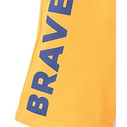 Pine Kids Cotton Terry Knit Above Knee Length Text Printed Shorts - Yellow