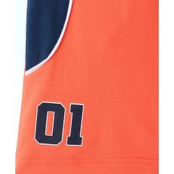 Pine Kids Terry Knit Above Knee Length Shorts Number Print - Orange