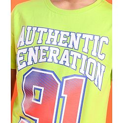 Pine Kids Cotton Knit Half Sleeves T-Shirts Text Print- Green