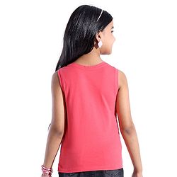 Pine Kids 100% Cotton Sleeveless Floral 3D Applique T-Shirt - Pink