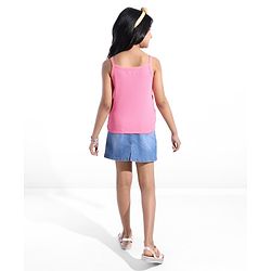 Pine Kids 100% Cotton Sleeveless Top With Floral Embroidery - Pink