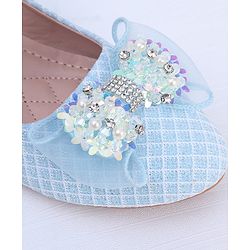 Pine Kids Ballerina with Stud Detailing Bow Applique & Velcro Closure -Blue