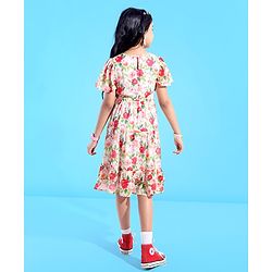 Pine Kids Cotton Woven Half Sleeve Frock with Floral Print - Multicolor