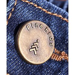 Pine Kids Full Length Washed Denim Jeans With Football Patch Detailing - Blue