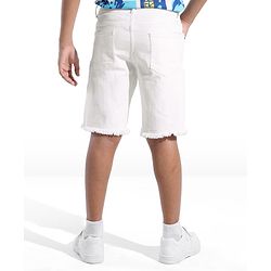 Pine Kids Denim Knee Length Shorts Solid Colour - White