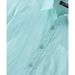 Pine Kids Cotton Linen Half Sleeves Solid Colour Shirt - Mint