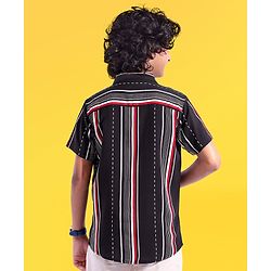 Pine Kids Viscose Woven Half Sleeves Striped Shirt - Multicolour