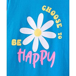 Pine Kids Cotton Half Sleeves T-Shirt Text & Floral Print - Blue