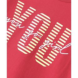 Pine Kids 100% Cotton Half Sleeves Text Print T-Shirt - Red
