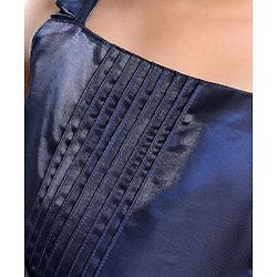 Pine Kids Woven Sleevless Frock With Pleats & Bow - Navy Blue