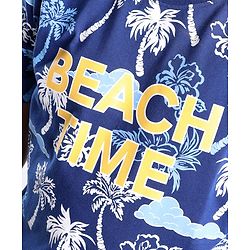 Pine Kids Cotton Knit Half Sleeves T-Shirt Beach Print - Limoges