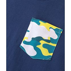 Pine Kids Cotton Knit Half Sleeves Night Suit With Camouflage Print - Navy Blue & Yellow