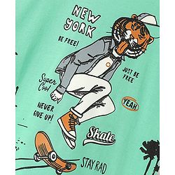 Pine Kids Cotton Half Sleeves T-Shirt Skating Print - Spring Bud