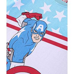 Pine Kids Marvel Cotton Knit Sleeveless T-Shirt with Captain America Graphics -Blue