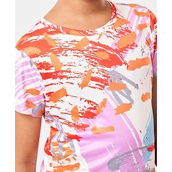 Pine Active Half Sleeves High Stretch T-Shirt Splash Print - Multicolour