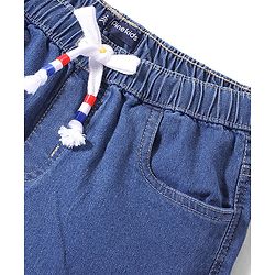 Pine Kids Cotton Knit Mid Thigh Shorts Solid Colour - Medium Blue