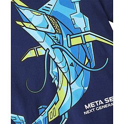 Pine Kids Cotton Half Sleeves T-Shirt Robotic Shark Print - Blue Depths