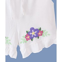 Pine Kids 100% Cotton Knit Mid Thigh Length Shorts With Floral Print - White