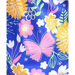 Pine Kids Cotton Sleeveless Butterfly & Floral Printed Top with Bow - Dazzling Blue