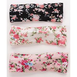 Pine KIds Headbands with Bow Applique Floral Print Pack of 3 - Multicolor