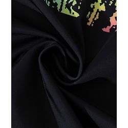 Pine Active Sleeveless Racer Back Legged Swimsuit with Text Print - Black