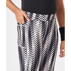 Pine Active Full Length Super Stretch Leggings Chevron Print - White & Black