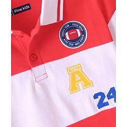 Pine Kids Half Sleeves Polo T-Shirt Best Player Print - Red
