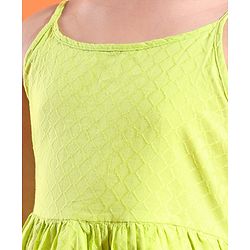 Pine Kids 100% Cotton Woven Sleeveless Texture Frock - Lime Green