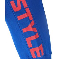Pine Kids Cotton Looper Knit Full Length Text Printed Lounge Pant - Nebulas Blue