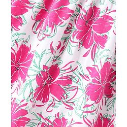 Pine Kids Cotton Knit Half Sleeves Frock with Floral Print - White