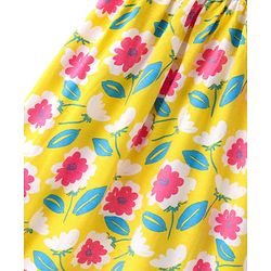 Pine Kids Cotton Knit Sleeveless Frock with Floral Print - Yellow