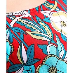 Pine Kids Cotton Woven Sleeveless Ethnic Dress with Belt Floral Print - Red