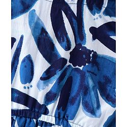 Pine Kids Cotton Woven Sleeveless Frock Floral Print - White & Blue