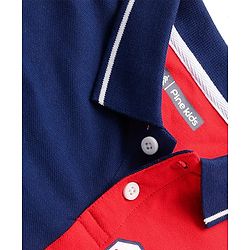 Pine Kids Cotton Knit Half Sleeves Polo T-Shirt Text Print - Multicolour