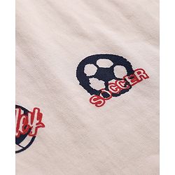 Pine Kids Cotton Knit Full Raglan Sleeves Text Printed T-Shirt - White & Red