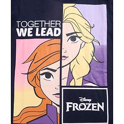 Pine Kids Disney Cotton Knit Full Sleeves Night Suit With Disney Frozen Princess Graphics - Navy