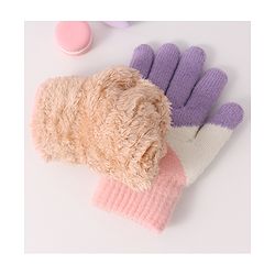 Pine Kids Woollen Gloves With Colour Block Design - Navy Blue & Yellow