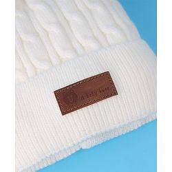 Pine Kids Woolen Cap & Muffler Set with Pom Pom - White