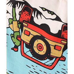 Pine Kids Cotton Knit Full Sleeves Hooded Sweat Shirt With Car Print - White