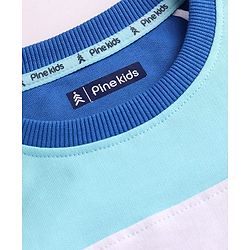 Pine Kids Cotton Knit Full Sleeves Cut & Sew Sweatshirt With Text Design - Turquoise