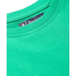 Pine Kids Cotton Knit Half Sleeves Solid T-Shirt With Logo Print - Green