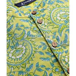 Pine Kids Cotton Woven Full Sleeves Kurta Pyjama Set with Floral Print - Yellow