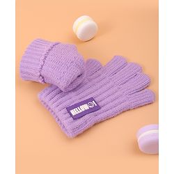 Pine Kids Pair of Winter Gloves with Text Patch- Pink