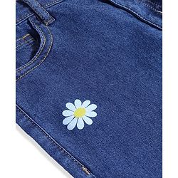 Pine Kids Denim Woven Full Length Jeans with Floral Print - Blue