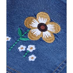 Pine Kids Ankle Length Denim Washed Jeans with Floral Applique - Blue
